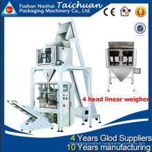 Multifunction 4 head linear weigher vertical automatic packing machine with sugar/powder/rice/washing powder/granular/snack/bean
